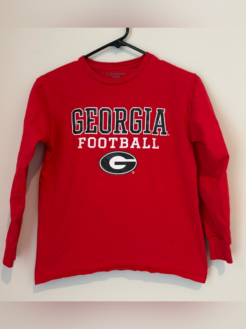 Georgia UGA Bulldogs Football Red Long Sleeve Cotton T-shirt Youth Medium (7/8)